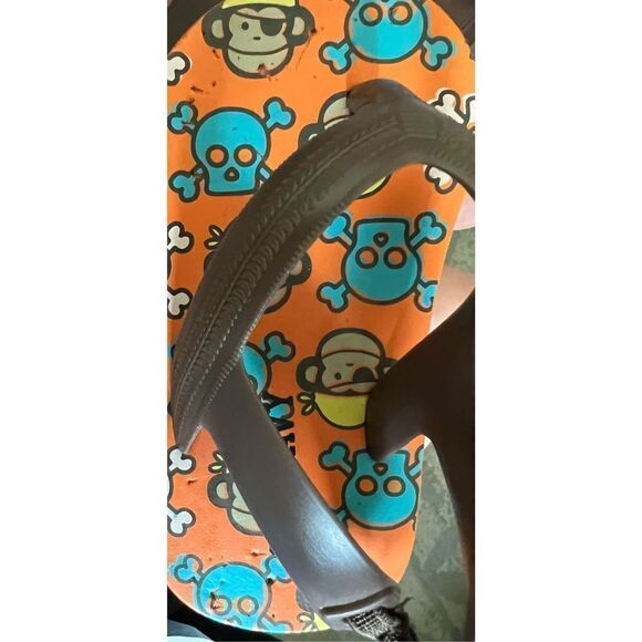 Baby Boy Old Navy Pirate Monkey Skull & Crossbones Slingback Sandals - Sz 4 - Picture 3 of 4